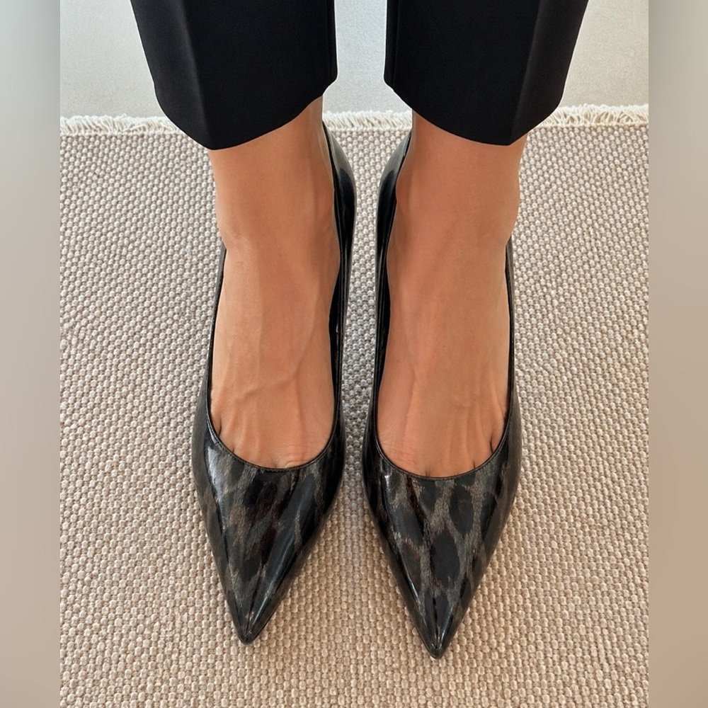 Vince Camuto Black Printed Pointed Toe Pumps